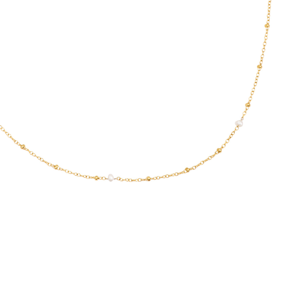 Mini Pearl Halsband i rostfritt stål Guld