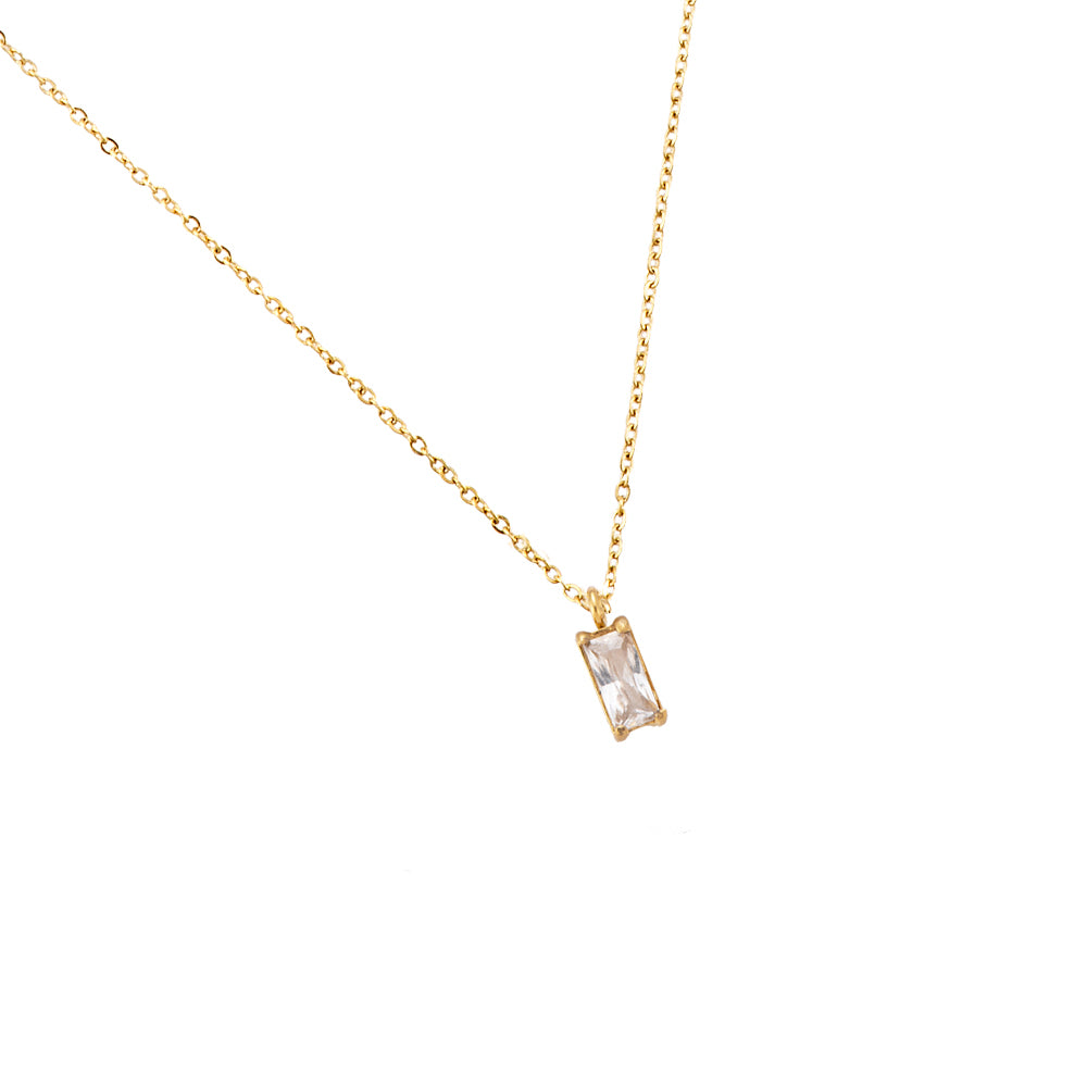 Big Cube Rostfritt stål Halsband Color Edition Vit