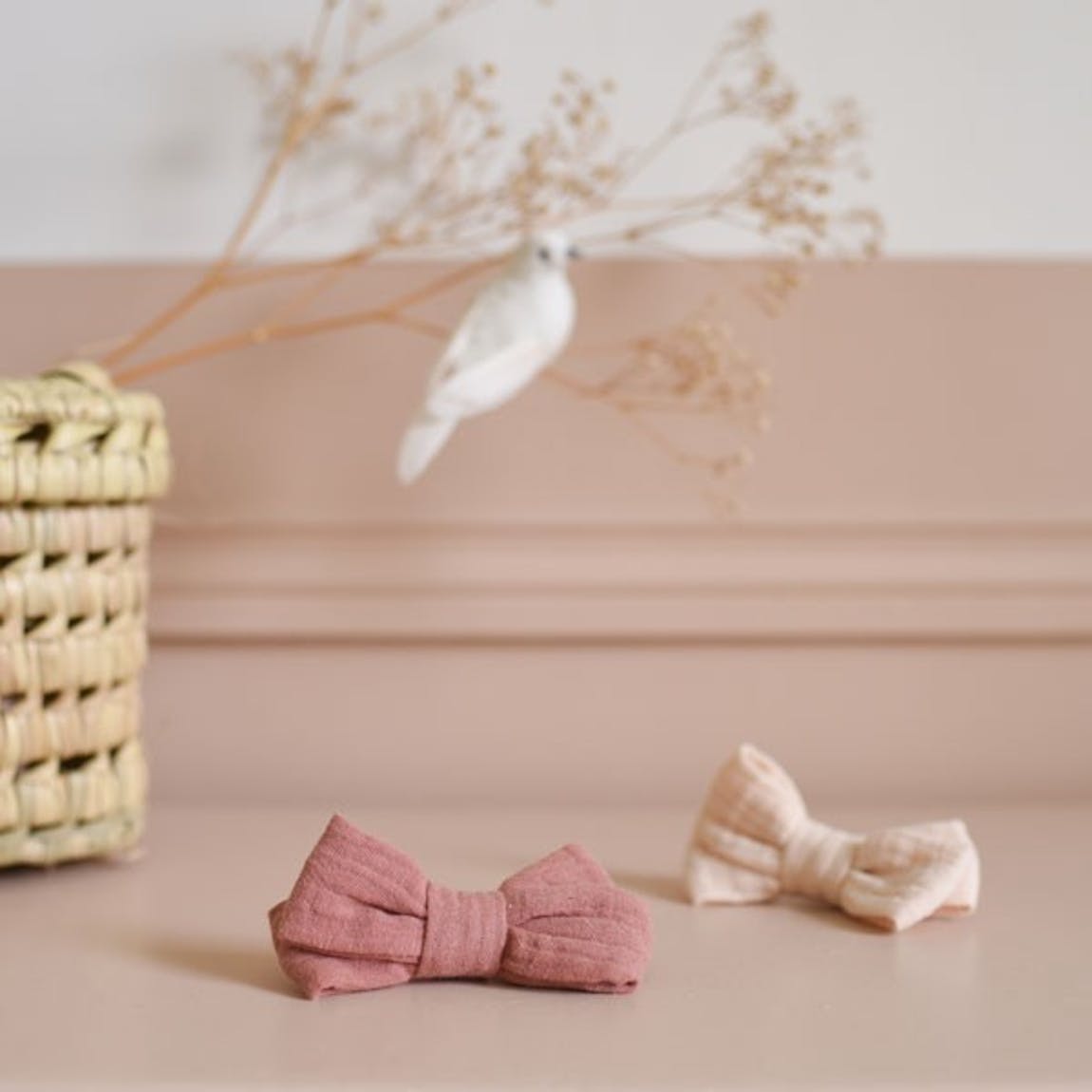 Elastiska hårsnoddar Ecru & Terracotta x2