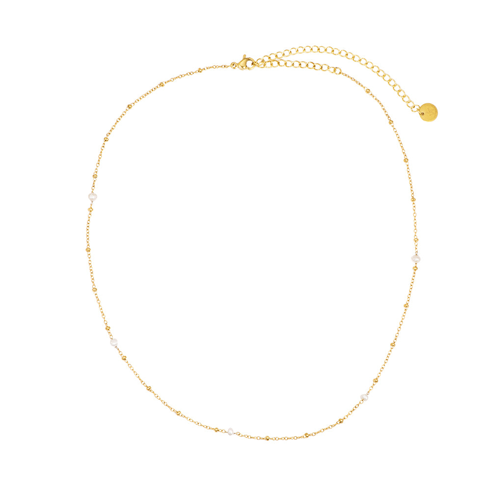 Mini Pearl Stainless Steel Necklace Gold