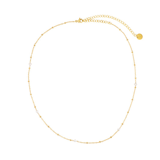 Mini Pearl Stainless Steel Necklace Gold