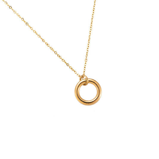 Simple Ring Stainless Steel Necklace Gold