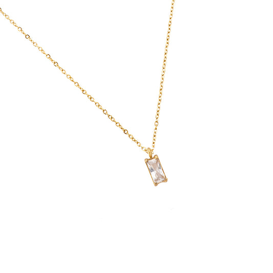 Big Cube Stainless Steel Necklace Color Edition White
