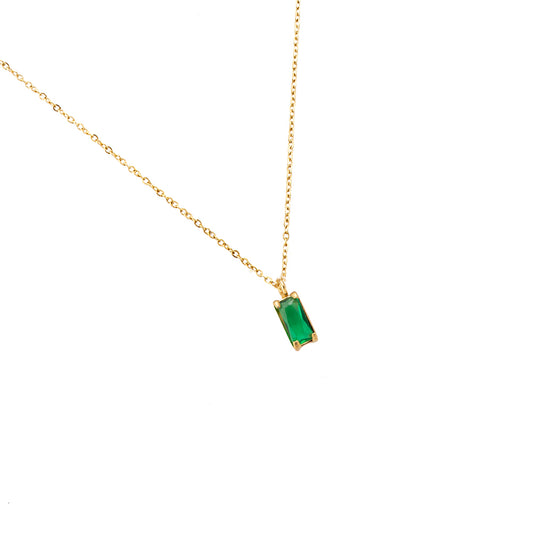 Big Cube Stainless Steel Necklace Color Edition Green
