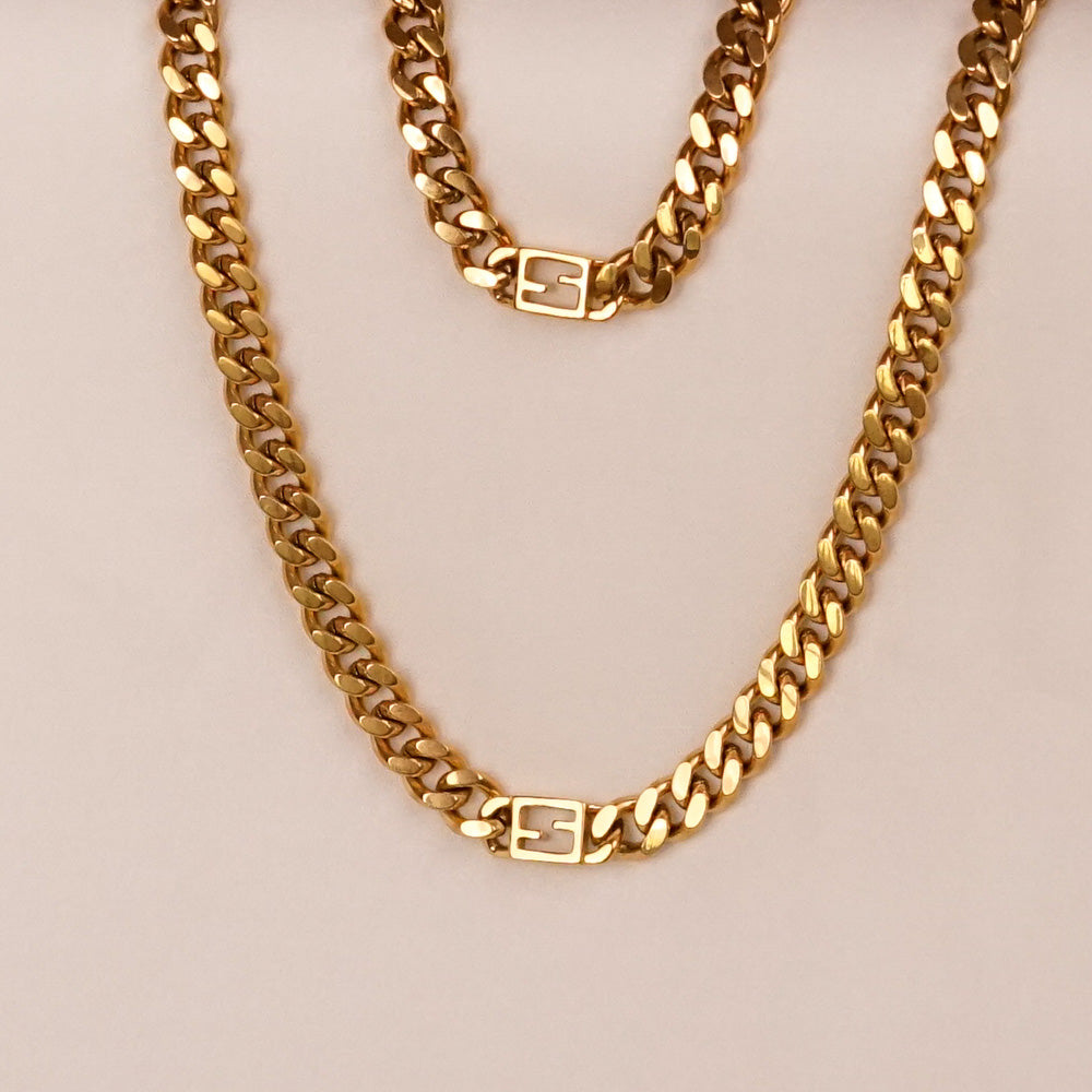 Flat Chain Stainless Steel Necklace Gold