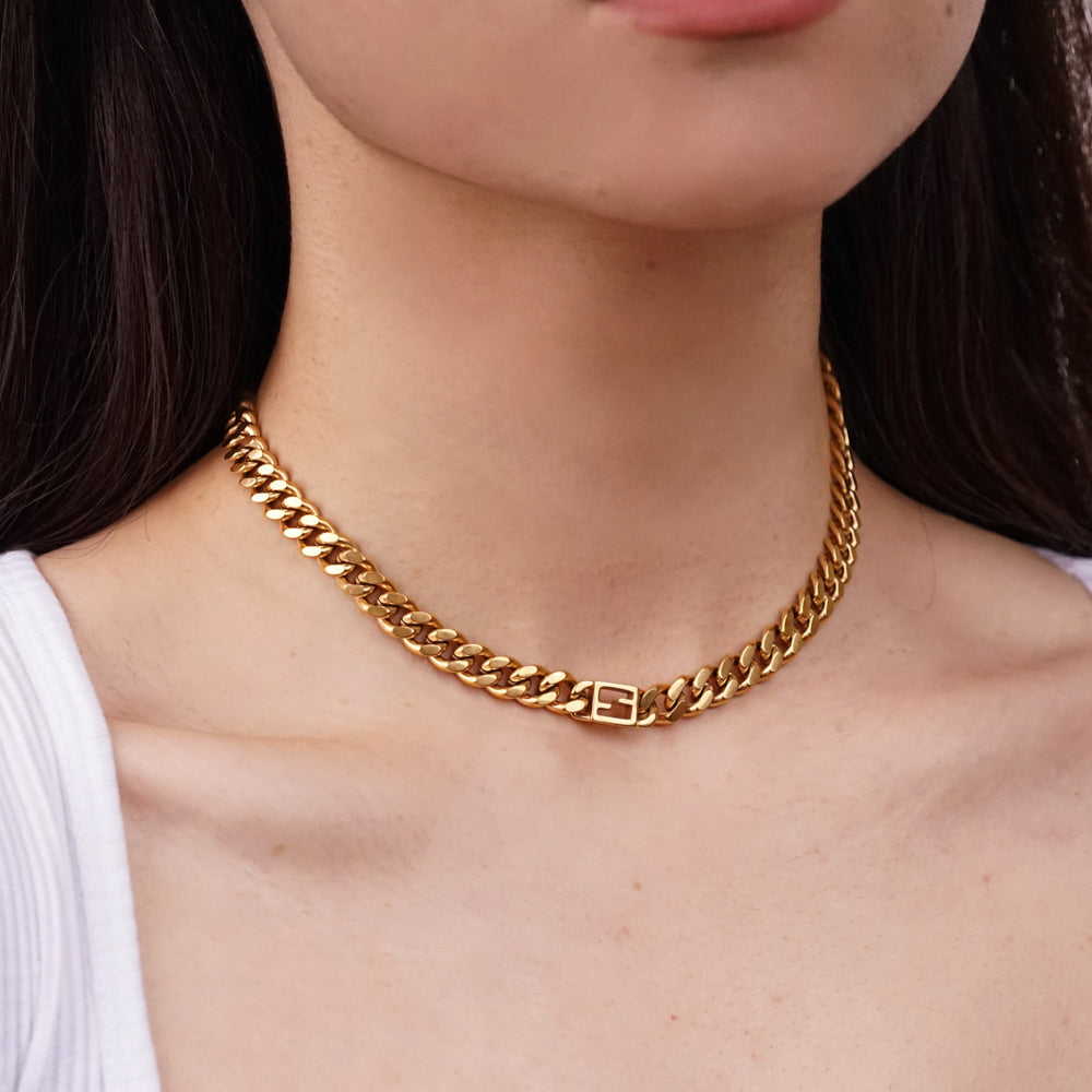 Flat Chain Stainless Steel Necklace Gold