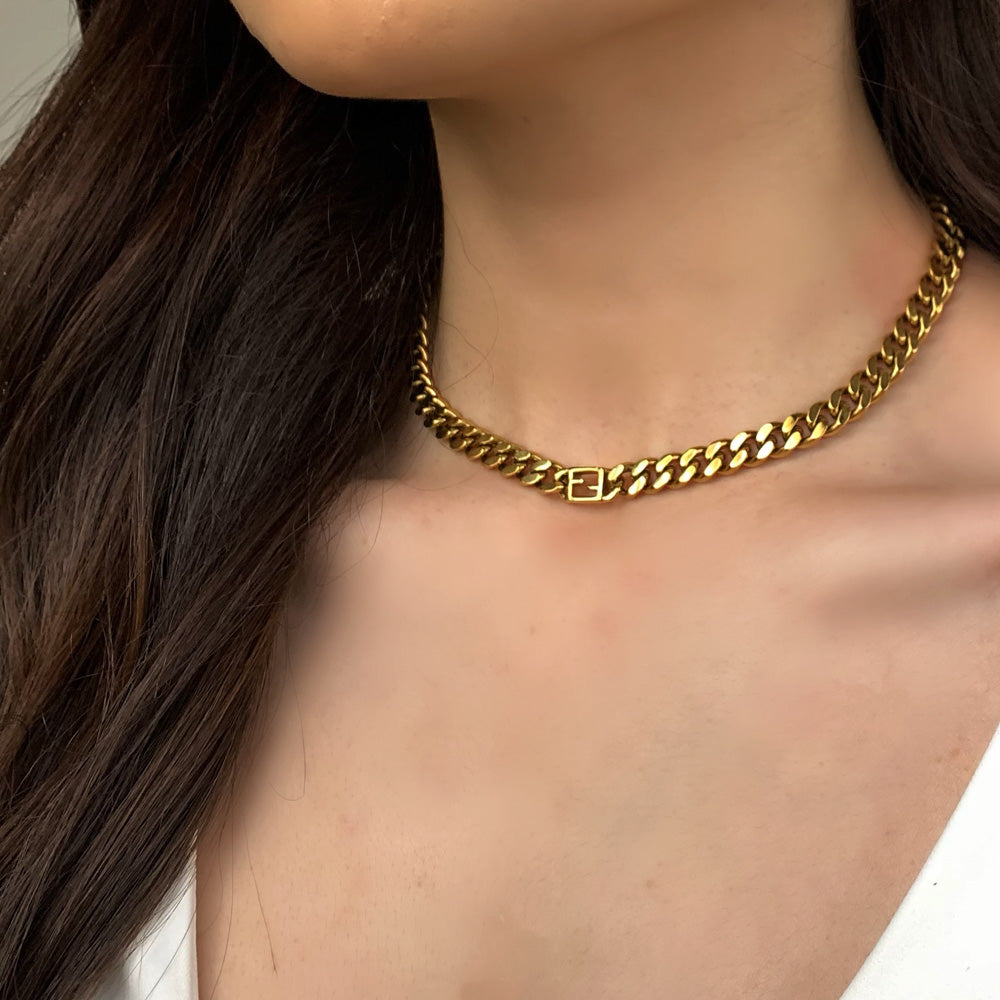 Flat Chain Stainless Steel Necklace Gold