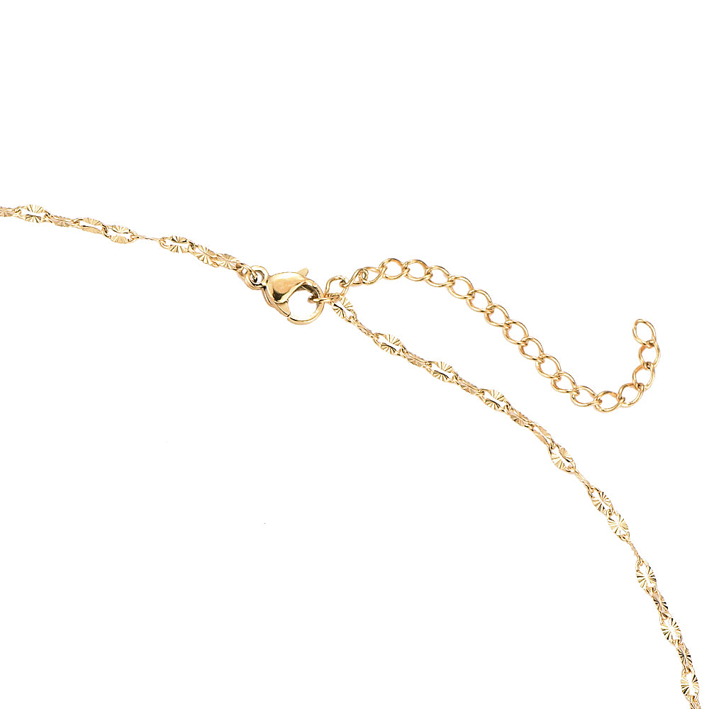 Crystalline Plate Chain Stainless Steel Necklace Gold