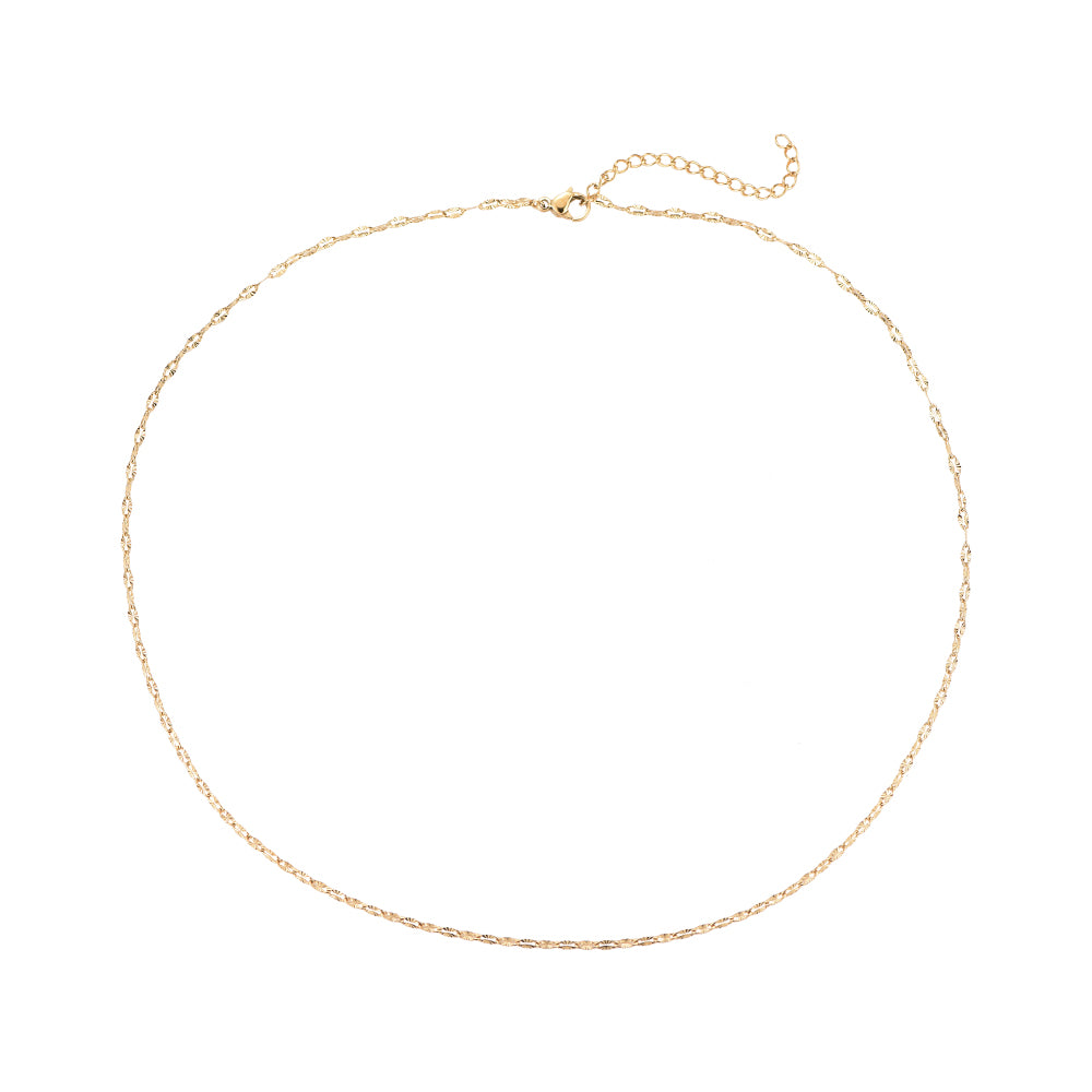 Crystalline Plate Chain Rostfritt stål Halsband Guld