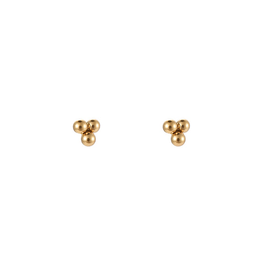 3 Tiny Balls Stainless Steel Earring Gold