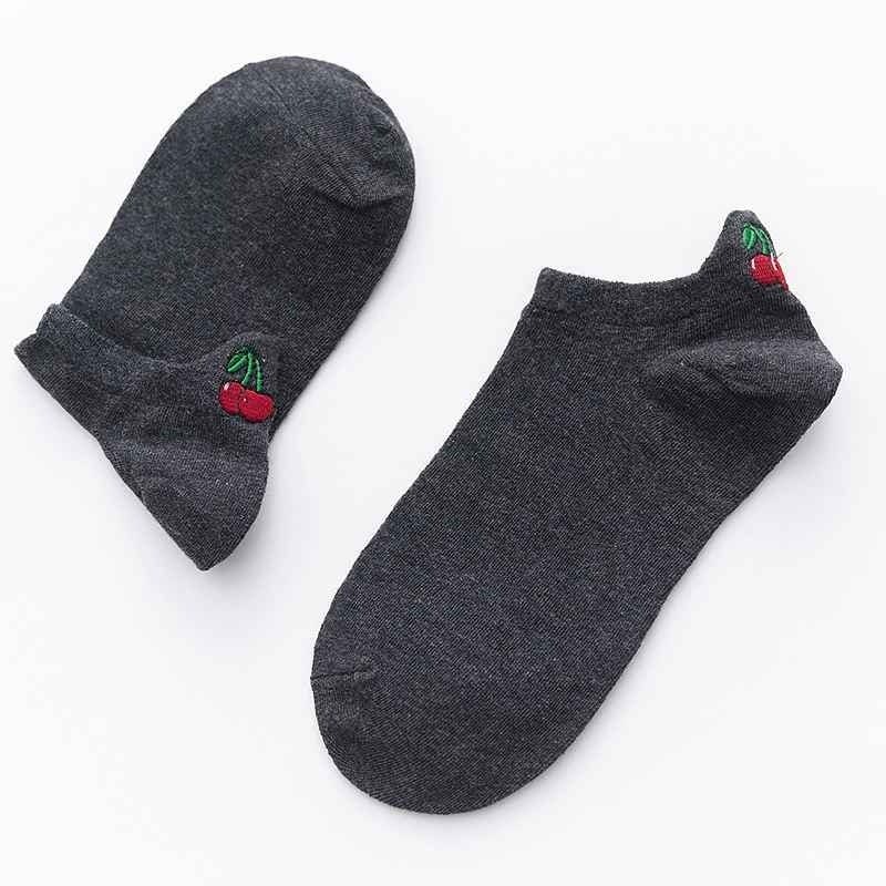 Ankle Socks With Cherry Embroidery