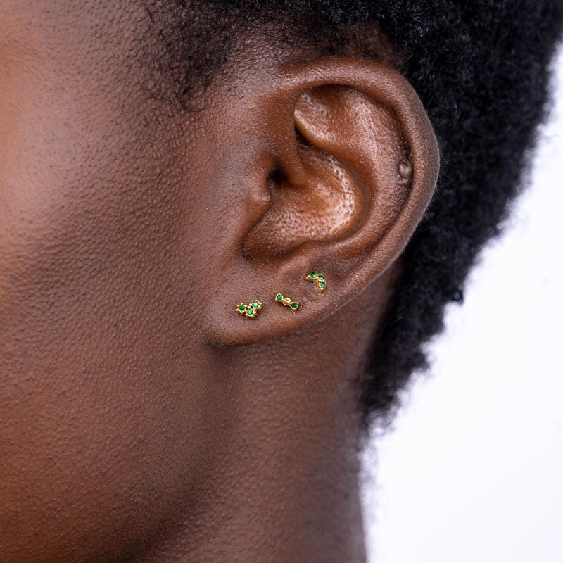 Mini Moon Stainless Steel Ear Studs Gold