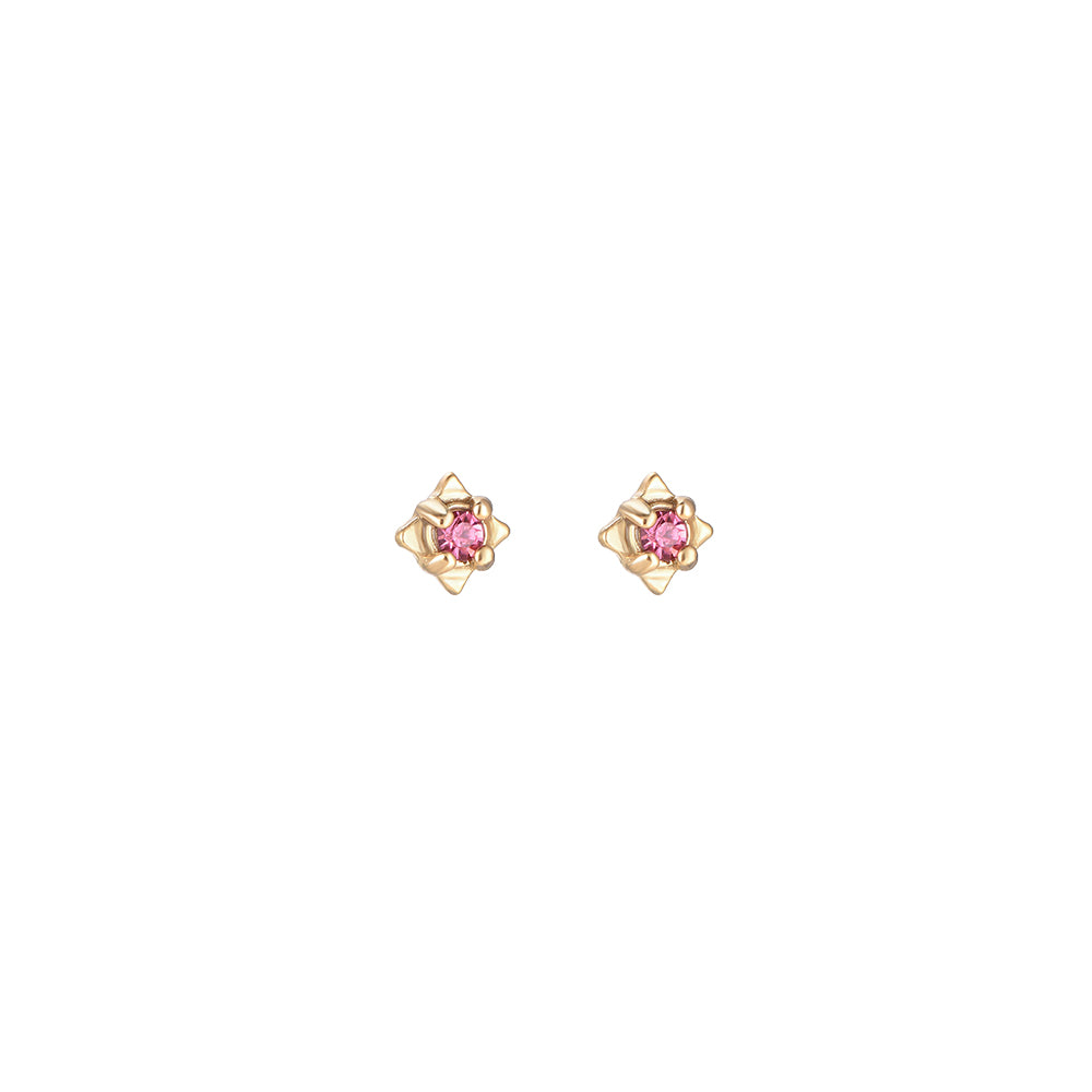 Welda Stainless Steel Earrings Gold Fuchsia Zirconia