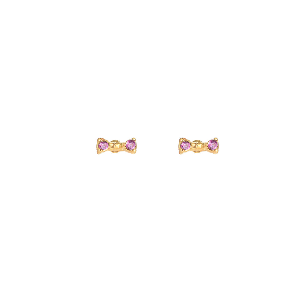 Balance Stainless Steel Earrings Gold Fuchsia Zirconia