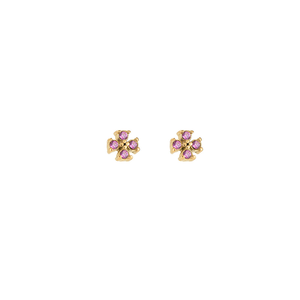 Tina Stainless Steel Earrings Gold Fuchsia Zirconia