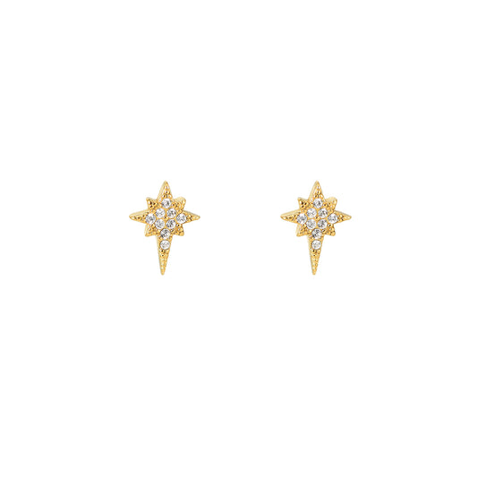 Rising Flare Diamond Ear Studs Örhängen i rostfritt stål guld