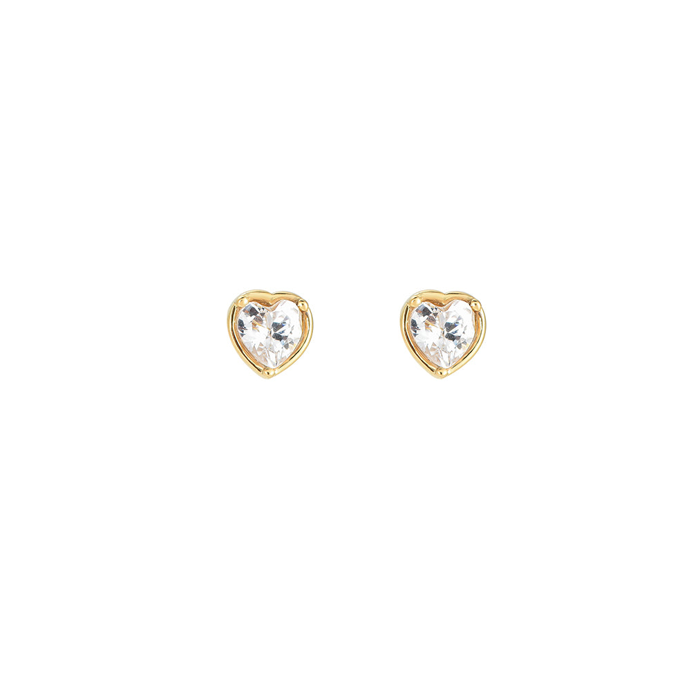 Peach Heart Diamond Ear Studs Örhängen i rostfritt stål guld