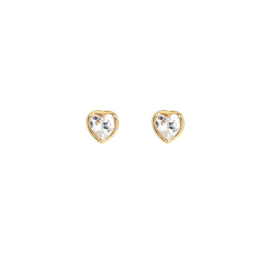 Peach Heart Diamond Stainless Steel Ear Studs Gold