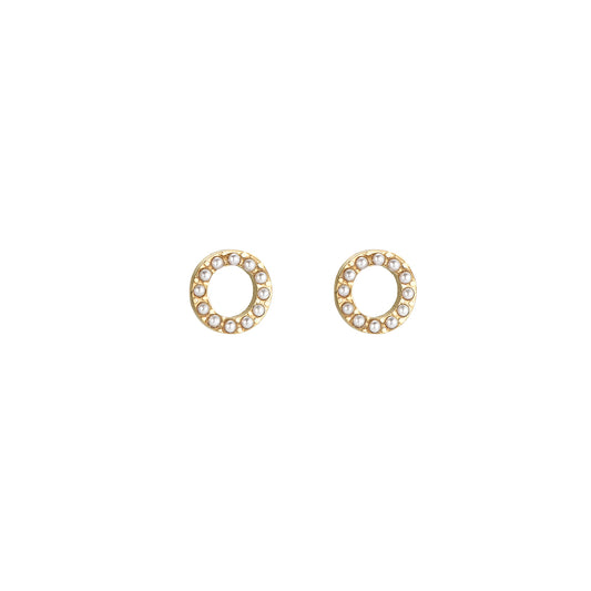 Pearl Donut Stainless Steel Ear Studs Gold