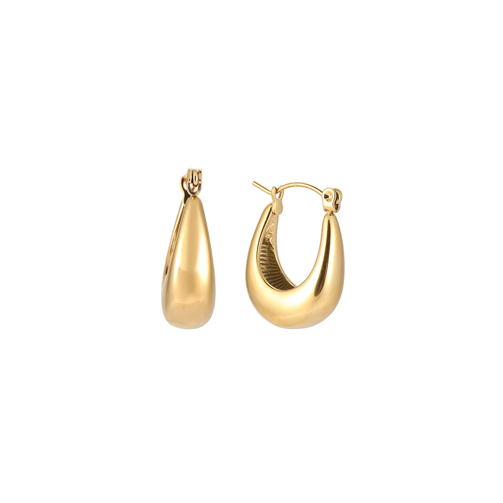 Water Drop Shape Stainless Steel Creole Gold