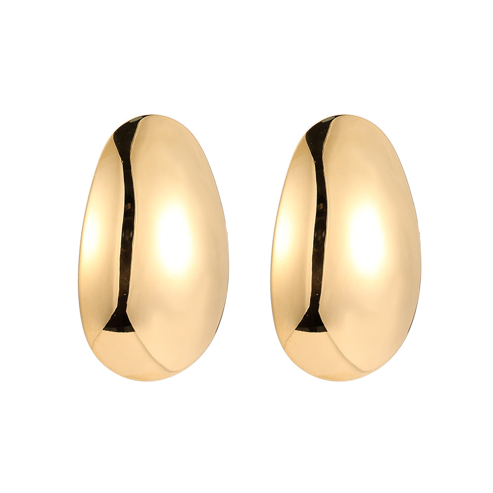 Long Mirror Shield Stainless Steel Ear Studs Gold