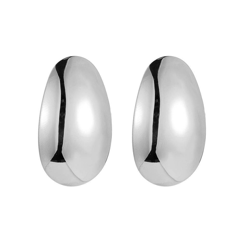 Long Mirror Shield Stainless Steel Ear Studs Silver