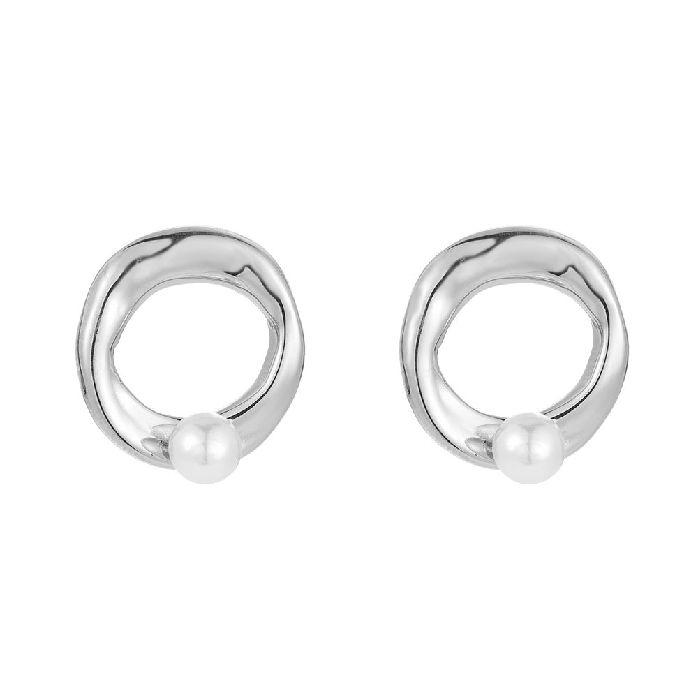 Pearl Whirlpool Stainless Steel Ear Studs Silver