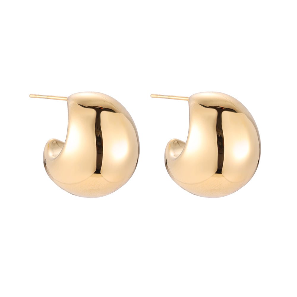 Chunky Curl Stainless Steel Earrings Gold