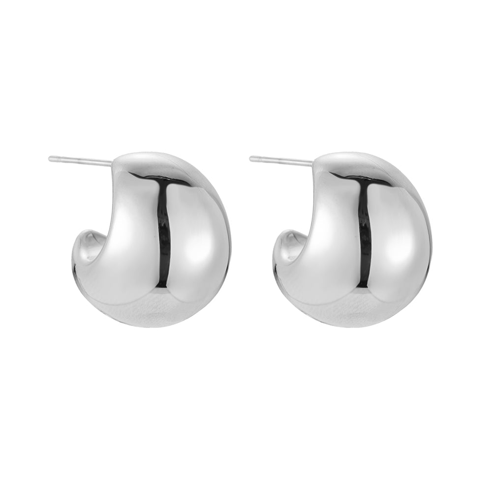 Chunky Curl Stainless Steel Earrings Silver