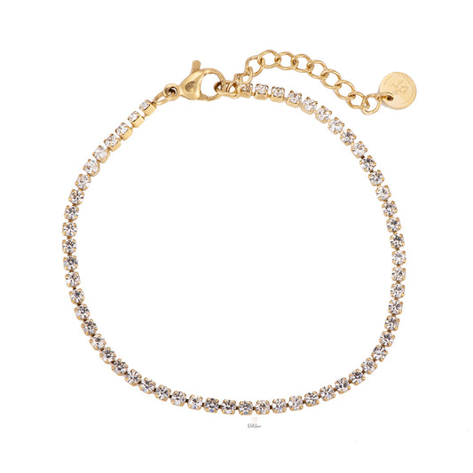 Fine Tennis Stainless Steel Bracelet - Gold Zirconia