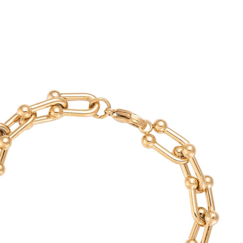 Buckle Chain Stainless Steel Bracelet Gold