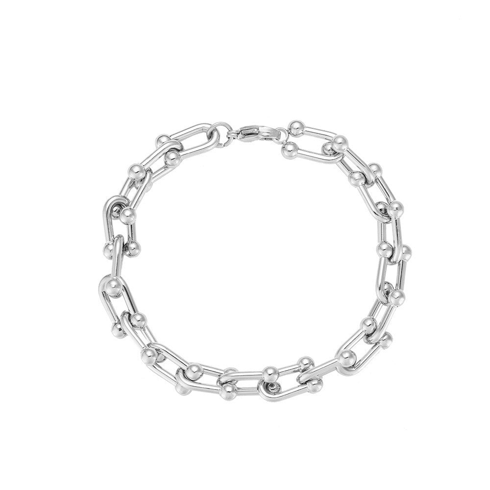 Buckle Chain Stainless Steel Bracelet Silver