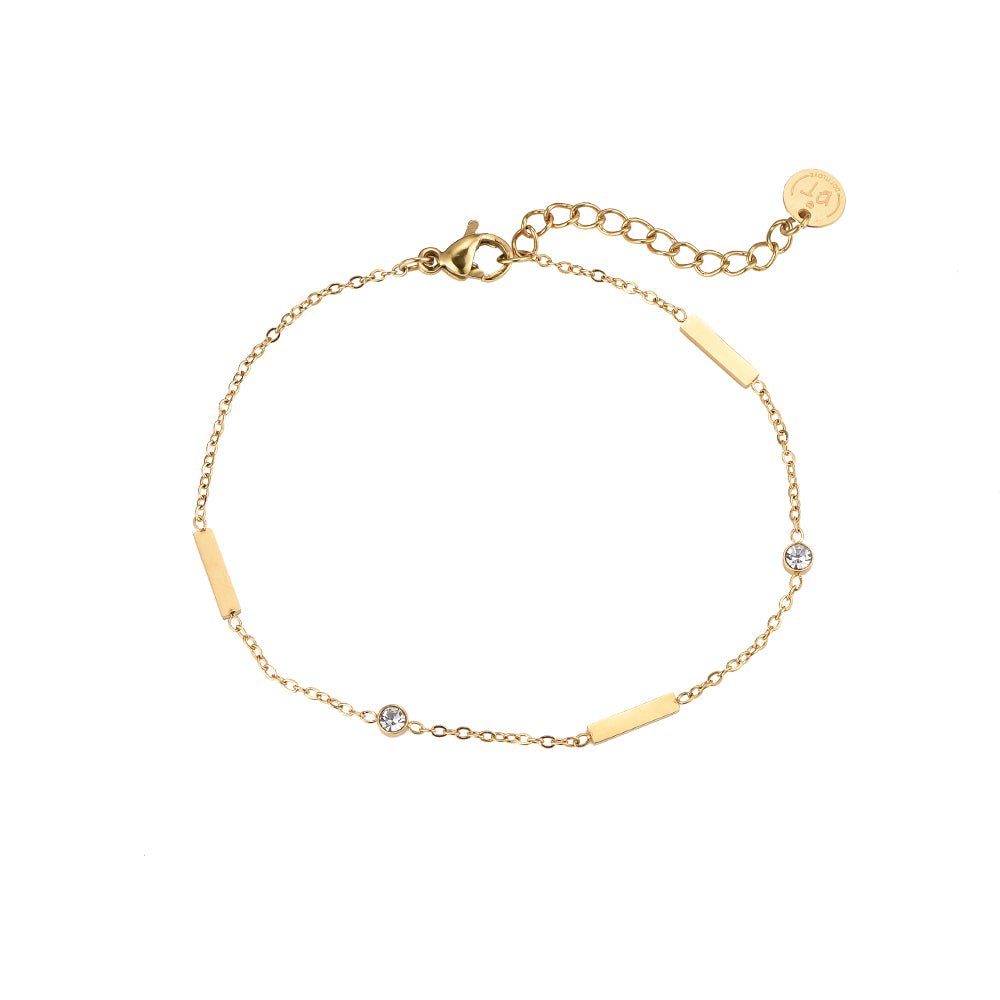 Simplicity Little Diamonds Armband i rostfritt stål - Guld Zirconia