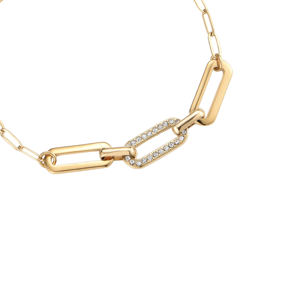 3 Chain Stainless Steel Bracelet - Gold Zirconia