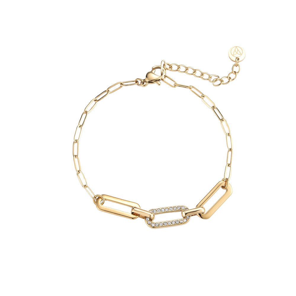 3 Chain Stainless Steel Bracelet - Gold Zirconia