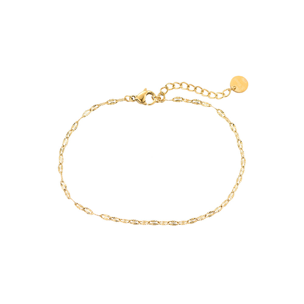 Crystalline Plate Chain Stainless Steel Bracelet Gold