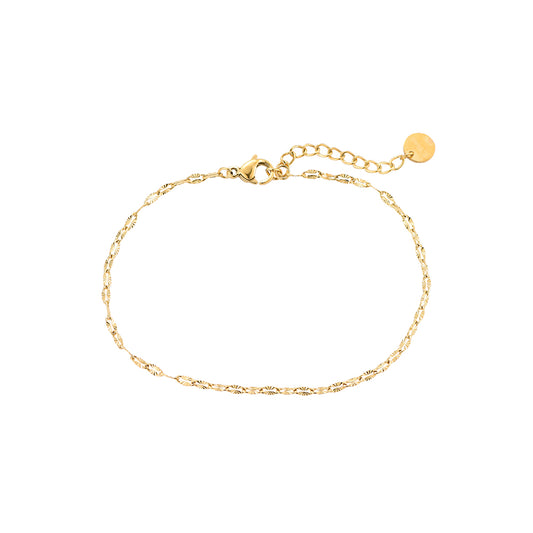 Crystalline Plate Chain Stainless Steel Bracelet Gold