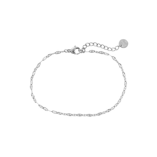 Crystalline Plate Chain Stainless Steel  Bracelet Silver