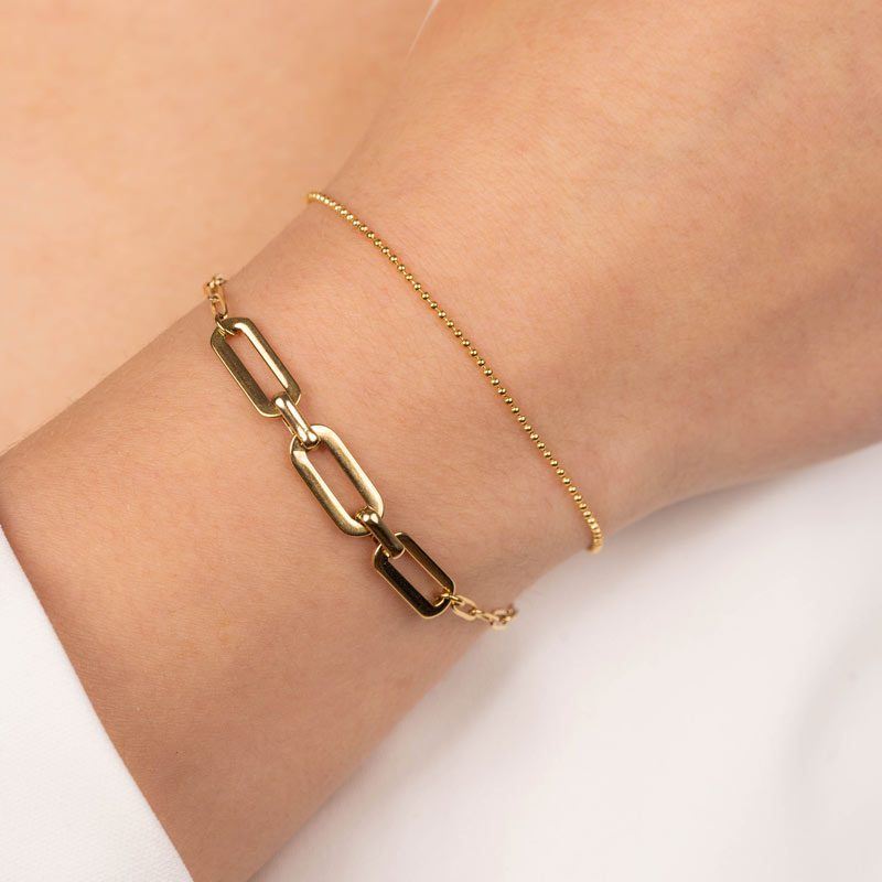 Simple Grain Stainless Steel Bracelet Gold