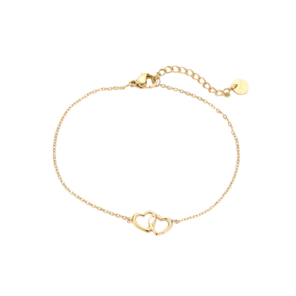 Intertwined Hearts Armband i rostfritt stål - guld