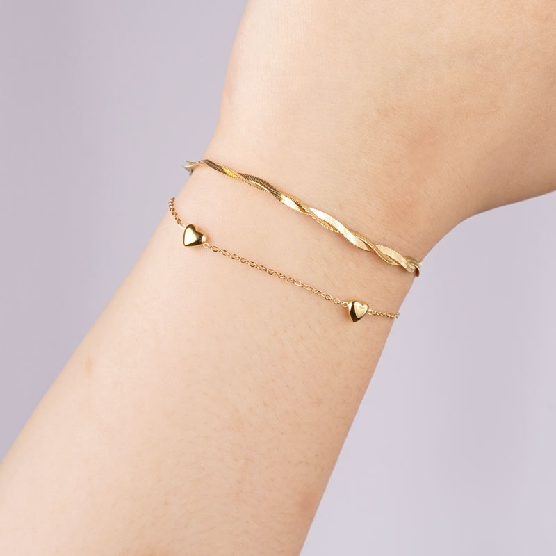 Tri-Heart armband i rostfritt stål - guld