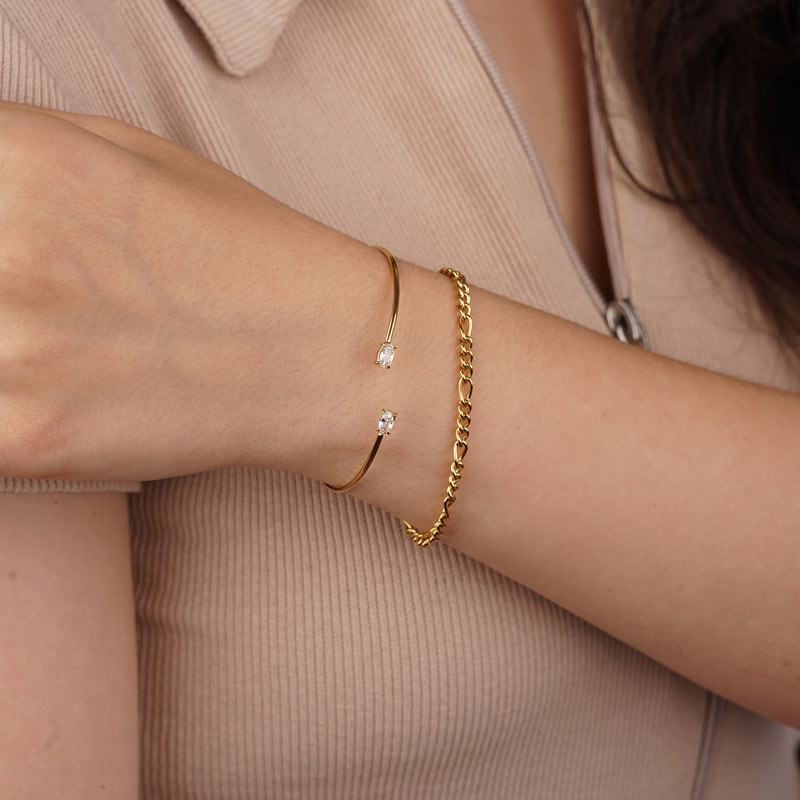 Egg Traction Diamond Rostfritt stål Armband Guld