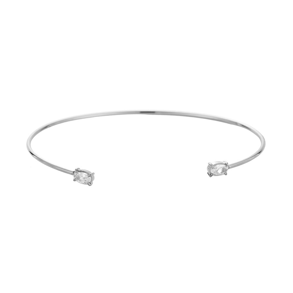 Egg Traction Diamond Stainless Steel Bangles Silver