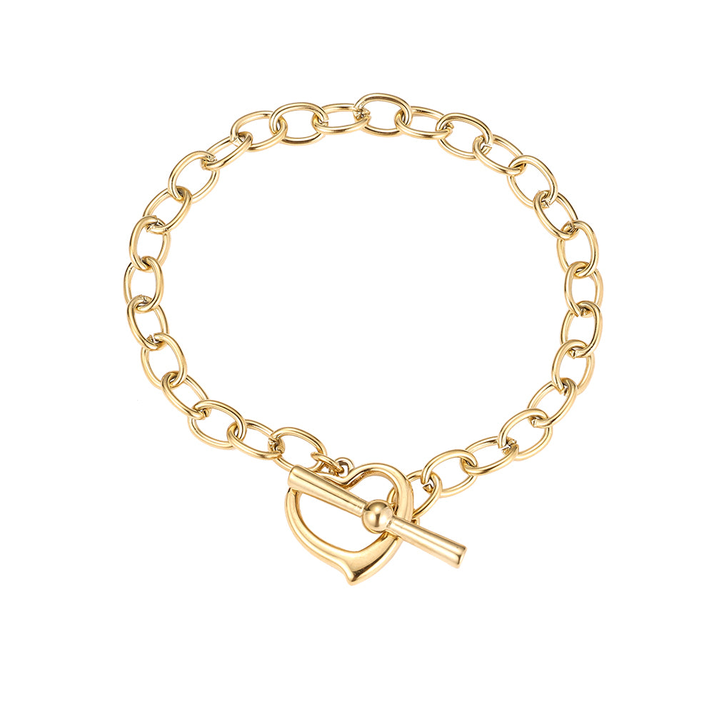 Swung Heart Anchor i rostfritt stål armband guld