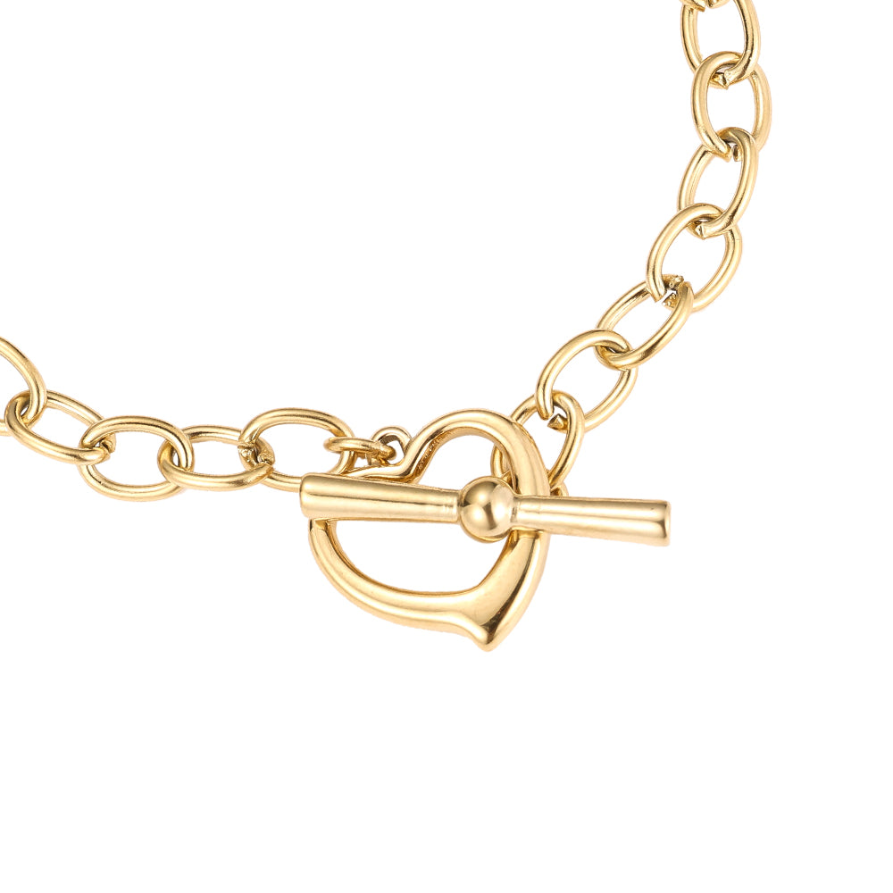 Swung Heart Anchor i rostfritt stål armband guld