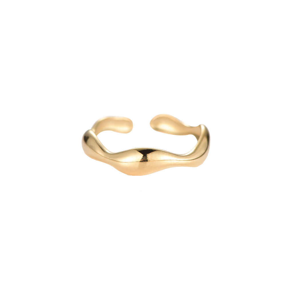 Wave Stainless Steel Ring Gold