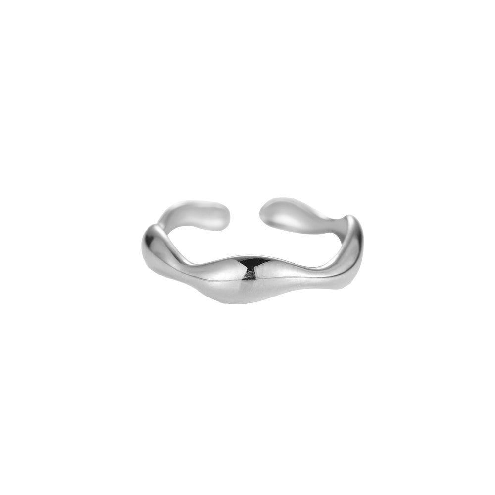 Wave Rostfritt stål Ring Silver