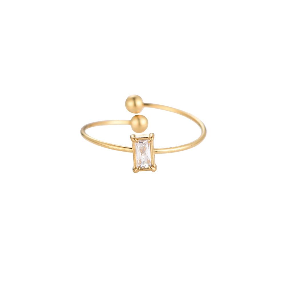 Frame Diamond Stainless Steel Ring Gold