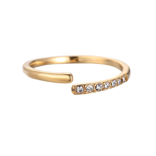 Spiral Origin Sparkle Stainless Steel Ring Gold