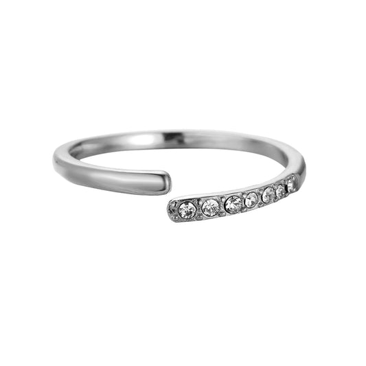 Spiral Origin Sparkle Stainless Steel Ring Silver